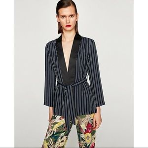 Striped Satin Kimono Jacket